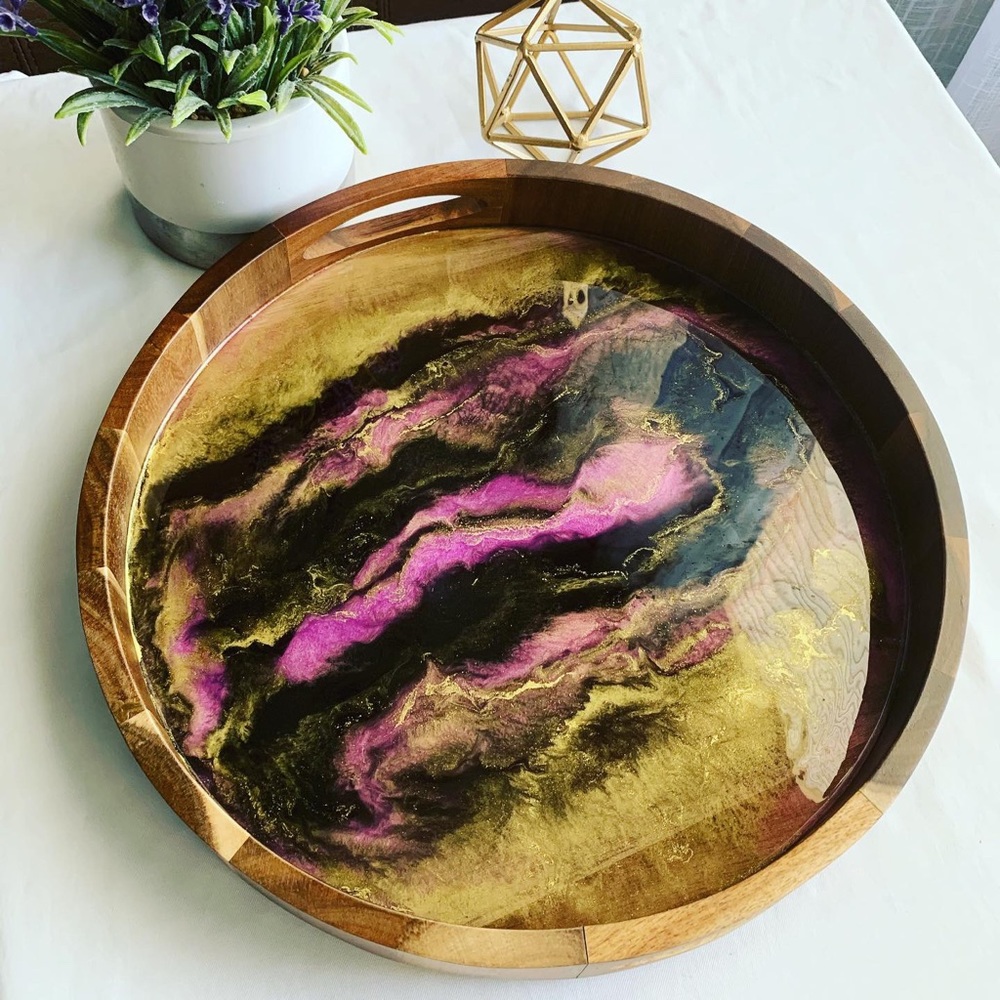 Resin decorated tray hand made by me BG Eclectic